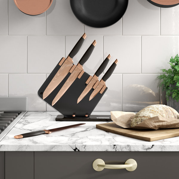 Tower Rosegold 5 Piece Knife Block Set & Reviews Wayfair.ie